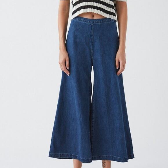 Rachel Comey Absolute Pant Wide Leg Flare Jeans Dark Indigo Denim Size 4 EUC - Picture 1 of 16